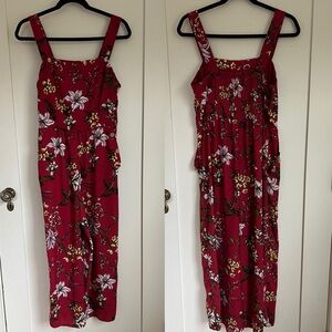 🛍️Red Floral Romper Jumpsuit Medium wide leg